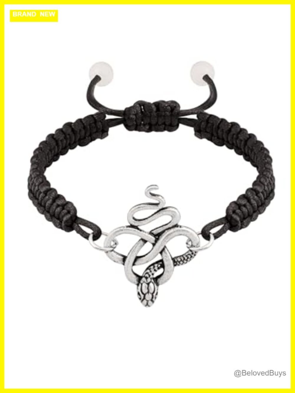 Snake Braided Bracelet Gothic Emo Punk Grunge Black Rope Zinc Alloy Adjustable